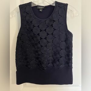 Ann Taylor Navy Mixed media shell. SP